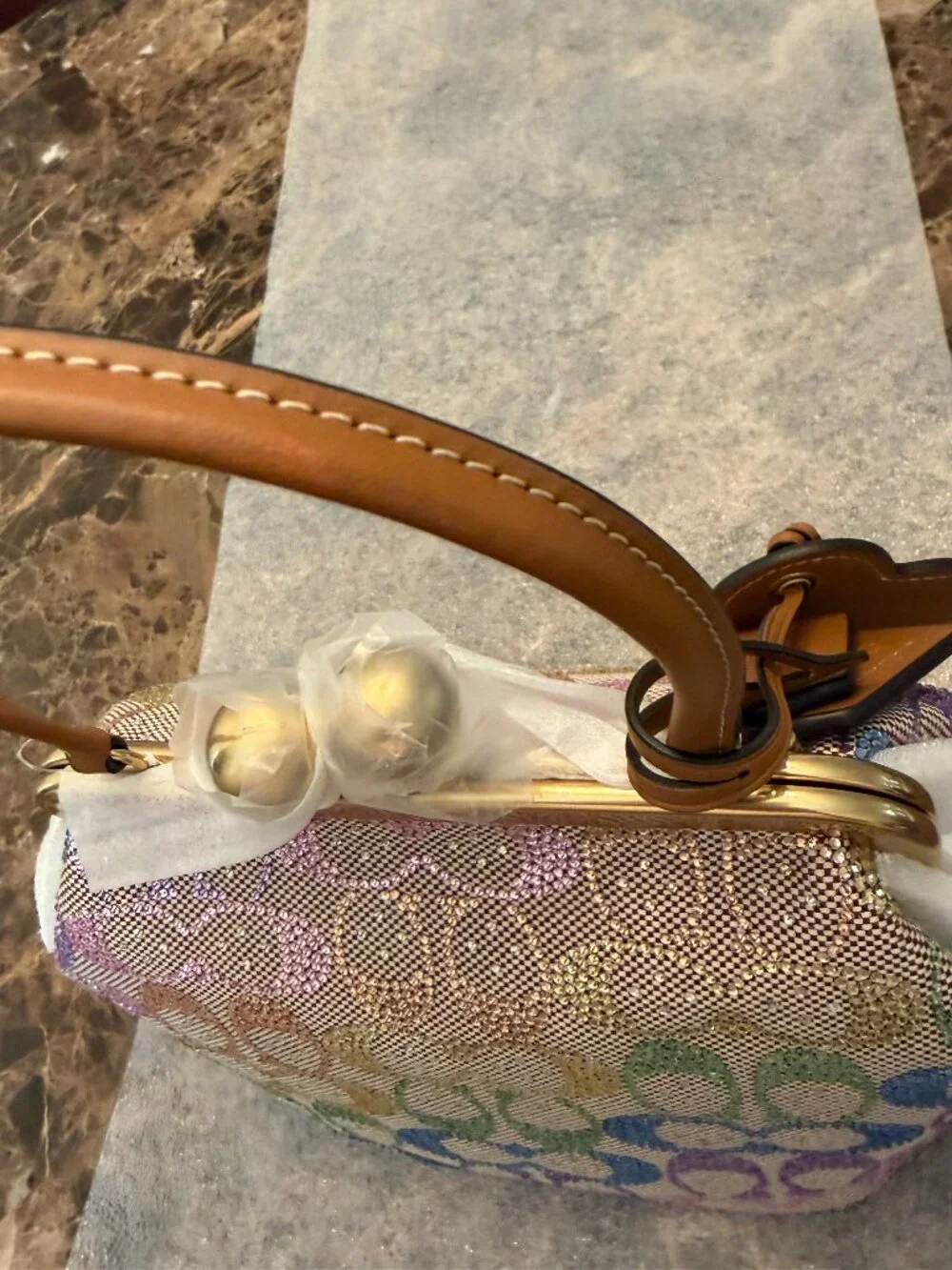 Coach Kisslock Frame Bag 16 In Crystal Signature Jacquard (Rainbow/Candy Multi) - Picture 10 of 16